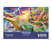 Coccodrillo nel villaggio Jigsaw Puzzle Crocodile in Magical Casetta nella foresta 1000 Tessere Cartone Di Alta Qualità Per Uomo E Donna, Rilassante Educativo, Idea Regalo Compleanno 70x50cm/1000pcs