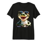 Coccodrillo Occhiali da Sole Alligatore Rettile Crocodile Maglietta Premium