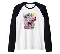 Coccodrillo Segno della Pace Graffiti Pop Carattere Grafico Arte Maglia con Maniche Raglan