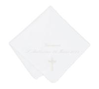 Coccole - Fazzoletto Battesimo Bimbo a Tema Croce Panna - Fazzoletto Battesimo Personalizzato con Nome e Data per Cerimonia 100% Made in Italy - Tessuto Piquet