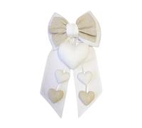 COCCOLE - Fiocco Nascita Bimba Personalizzato Cuore Écru con Cuoricini - Fiocco Nascita Bimbo in Tessuto Piquet - Nastro Personalizzato da Appendere in Casa e Regalare a Mamme e Papà