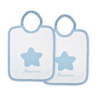 Coccole - Set Asilo Materna 2 Bavaglini Personalizzati - Set Doppio Bavaglino cotone Anallergico - Kit Asilo Materna 2pz Bimbo con Tema Stella Azzurra - Kit Personalizzabile 100% Made in Italy
