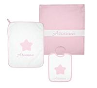 Coccole - Set Asilo Materna Personalizzato - Set Bavaglino, Sacca e Asciugamano - Kit Asilo Materna 3pz per Bimbo/Bimba Personalizzabile in Cotone 100% Made in Italy