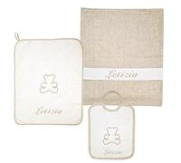 Coccole - Set Asilo Materna Personalizzato - Set Bavaglino, Sacca e Asciugamano - Kit Asilo Materna 3pz per Bimbo/Bimba Personalizzabile in Cotone 100% Made in Italy