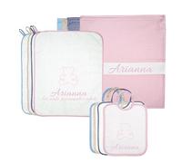 Coccole - Set Asilo Nido Personalizzato 3pz: Bavaglino, Sacca e Asciugamano - Kit per Bimbo/Bimba in Cotone 100% Made in Italy