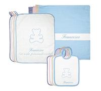 Coccole - Set Asilo Nido Personalizzato 3pz: Bavaglino, Sacca e Asciugamano - Kit per Bimbo/Bimba in Cotone 100% Made in Italy