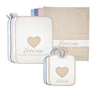 Coccole - Set Asilo Nido Personalizzato 3pz: Bavaglino, Sacca e Asciugamano - Kit per Bimbo/Bimba in Cotone 100% Made in Italy