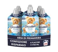 Coccolino Ammorbidente Concentrato Aria di Primavera, Ammorbidente Lavatrice con Tecnologia Stay Fresh, con Note Fruttate, Rosa, e Sandalo, Formato XXL Fino a 456 Lavaggi, 6 Pezzi da 1750 ml