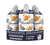 Coccolino Ammorbidente Concentrato Delicato e Soffice Nuvola di Cotone, Ammorbidente Lavatrice Dermatologicamente Testato, Formato XXL Fino a 522 Lavaggi, 6 x1827 ml