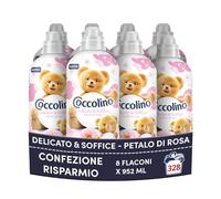 Coccolino Ammorbidente Concentrato Delicato e Soffice Petalo di Rosa, Ammorbidente Lavatrice Dermatologicamente Testato, Morbidezza Naturale, Freschezza Lunga, 41 Lavaggi, 8 x 952 ml
