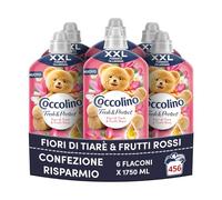 Coccolino Ammorbidente Concentrato Fiori di Tiarè e Frutti Rossi, Ammorbidente Lavatrice Intense Care con Tecnologia Pro-Fibre, Formato XXL 456 Lavaggi, 6 Pezzi da 1750 ml