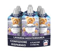 Coccolino Ammorbidente Concentrato Lavanda Mediterranea, Ammorbidente Lavatrice, Morbidezza Naturale, Freschezza Lunga, Formato XXL Fino a 456 Lavaggi, 6 x 1750 ml