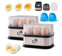 Cocedor de huevos inteligente con apagado automático: cocina huevos sin esfuerzo con el mejor cocedor de huevos de acero inoxidable. 3 modos: cocidos, semiduros, escalfados y revueltos (2PC)