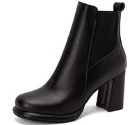 Cocey eleganti stivaletti Chelsea da donna e stivali con tacco spesso e cerniera, Nero , 38 EU