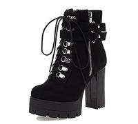 Cocey Stivaletti da donna con tacco a borchie e plateau, Nero 1, 44 EU