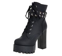 Cocey Stivaletti da donna con tacco a borchie e plateau, Nero , 44 EU