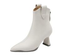 Cocey Stivaletti da donna con tacco | altezza 7 cm per ufficio e eventi serali, Beige Freddo Interni, 34 EU