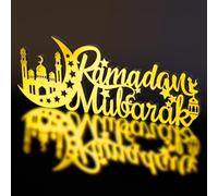 COCHIE Decorazione islamica Ramadan Kareem Eid Mubarak Decorazione da tavolo per regali Lettera in legno Ramadan Cartello da tavolo