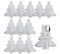 COCHIE Portaposate per Natale, 12 pezzi, in feltro, grigio, per albero di Natale, per posate, coltelli, forchette, cucchiai, portaposate, per decorazione da tavolo, Natale, decorazione natalizia
