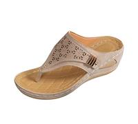 Cocila Abc15 Sandali Alla Da Donna In Pelle Retrò Con Suola Spessa Scolpita E Intagliata Tozzi 36 (Beige, 39)