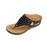 Cocila Abc15 Sandali Alla Da Donna In Pelle Retrò Con Suola Spessa Scolpita E Intagliata Tozzi 36 (Black, 40)