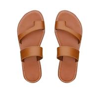 Cocila Abc15 Set da Donna con Punta Sandali E Pantofole Tacco Piatto alla Comodi Invernali Eleganti (Brown, 36)