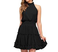Cocila Abiti da Cerimonia Donna Abiti da Donna con Scollo all'Americana, Spiaggia, Tinta Unita, Casual, Senza Maniche, Senza Maniche, con Orlo a Volant Vestiti Discoteca Ragazza