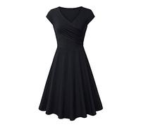 Cocila Abiti da Cerimonia Donna Abito Casual da Donna Basic Outdoor Home Manica Corta Slim T Shirt Dress Tee Dress Swing Dress Mini Abito con Scollo a V Increspato Tinta Unita Vestiti Estivi Lunghi