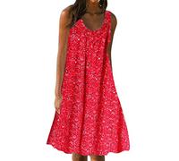 Cocila Abiti da Cerimonia Donna Donne Casuale Stampa Sleeveless Loose Plus Size Beach Summer Dress Ladies Porta Abito Lungo da Viaggio