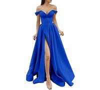 Cocila Abiti da Cerimonia Taglie Forti Abiti da Ballo da Donna Lunghi da Donna Eleganti Abiti Lunghi Crisn Satin Spaghetti Party Prom Dress Wedding Evening Party Dress Top A Fascia (Blue, M)