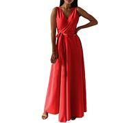 Cocila Abiti da Cerimonia Taglie Forti Abito da Lungo da Donna, Senza Maniche, a Vita Alta, Casual, Estivo, da Donna Vestiti Eleganti Festa (Red, XXL)