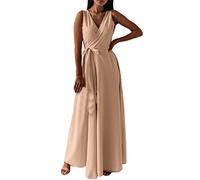 Cocila Abiti da Cerimonia Taglie Forti Abito da Lungo da Donna, Senza Maniche, a Vita Alta, Casual, Estivo, da Donna Vestiti Eleganti Festa (Khaki, XXL)