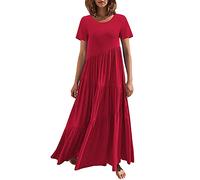 Cocila Abiti Donna Eleganti Maxi Abito Estivo da Donna a Strati Floreali Abito Lungo Bohémien Manica Corta Casual Vestiti Invernali Maglione