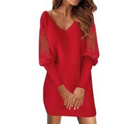 Cocila Abiti Estivi Donna Abito da Mezza Gonna Allentato Tinta Unita a Maniche Corte con Scollo a V da Donna Abito Spalle Scoperte Maniche Lunghe