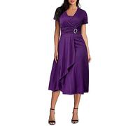 Cocila Abiti Longuette Donna Abito Rosso E Bianco Vestito Great Gatsby Abito Verde Donna Elegante Vestito Donna Lungo con Spacco Abito Elegante Argento Offerte Natale Lampo (Purple, M)