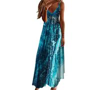 Cocila Abiti Lunghi Estivi Donna Abiti per Le Donne Fashion Summer Beach Stampato Senza Maniche Maxi Dress Slip Boho Floral Shirt Abiti per Le Donne Copri Pelliccia in Cotone