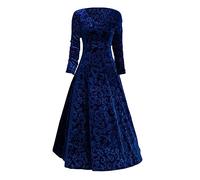 Cocila Abiti Plus Size Donna Eleganti Abito da Donna in Velluto Dorato con Scollo a V a Maniche Lunghe Mamma della Sposa Abito