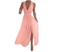 Cocila Abito da Cerimonia Donna Sexy da Spiaggia con Scollo a V Casual A-Line Midi Formale Lungo da Festa Elegante Vestito da Giorno