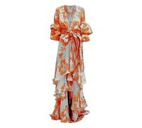 Cocila Abito Elegante Rosso Outfit Cerimonia Donna Vestiti Sexy Estivi Donna Abiti Donna Curvy Eleganti Vestito Donna Aderente Nero Abito Donna Taglia 50 Offerte Natale Lampo (Orange, L)