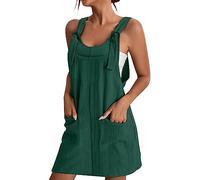 Cocila Abito Estivo Donna Plus Size Grembiule da Donna Soild Grembiule da Lavoro da Giardino Scamiciato Abito con Bretelle Vestito Aderente Sexy (Green, XL)