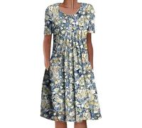 Cocila Abito Jeans Manica Lunga Abito Chemisier Donna Midi Vestito Sportivo Donna Abito Nero Elegante Donna Vestito Estivo Taglia Forte Abiti da Cerimonia Donna Colorati (Navy, XXXXXL)