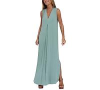 Cocila Abito Longuette Elegante Donna Abito Lungo da Donna Abito Estivo Donna Corto Vestito Donna con Bretelle Vestito con Piume Donna Vestito Donna Stampa Offerte Natale Lampo (Green, XL)
