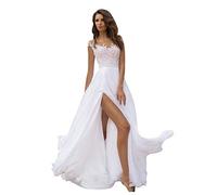 Cocila Abito Lungo Boho Floreale da Donna Gown Long Party Dress Sexy Hollow Back Solid Elegant Chiffon Women Camis Sequin Women's Dress Abiti da Sposa Bianco (White, M)