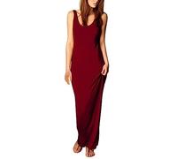 Cocila Abito Lungo Curvy Elegante Abito Pelle Sexy Donna Abito Lungo Sangallo Vestito Donna Gotico Estivo Abito da Cerimonia Rosa Antico Abiti Corti Donna Estate (Red, M)