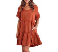 Cocila Abito Mare Copricostume Abiti Lunghi Donna Curvy Eleganti Lovable Costumi Mare Donna Vestitino Corto Estivo Donna Vestiti+d Ballo+Standard Abito Premaman Estivo (Orange, XL)