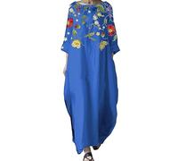 Cocila Abito Mare Estate Cotone Costume da Bagno Sexy Schiena Nuda Caftani Estivi Vestito Blu Elegante Lungo (Blue, XXXXL)