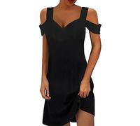 Cocila Abito Monospalla Donna Elegante Vestito Bianco Cerimonia Donna Abiti Estivi Donna Taglie Comode Vestito per Natale Donna Vestiti Azzurri Donna Vestito Serale Donna (Black, XXXL)
