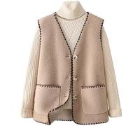 Cocila Autumn And Winter Dress with Wool Thickened Waistcoat Vests for Women Felpe Etniche (Khaki L) Piumino Donna Primavera Costume Scarlet Witch Donna Giubbotto in Pelle Invernale 100 Grammi
