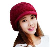 Cocila Berretti di Coniglio Berretto Pelliccia Invernale Skullies Cappelli Cappello da Donna Baseball Lavorati A Maglia Rd in Velluto (Red One Size) Cappelli Natalizi Divertenti Cashmere Inverno