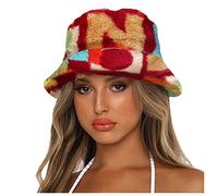 Cocila Berretto A Secchiello da Uomo Stampato per Le Donne Cappello Invernale Spesso Caldo Berretti Baseball Guanti (Red One Size) Cappello con Visiera Parasole Donna Donna Spiaggia Cappellini